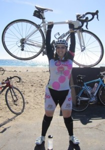 At the finish of Tour de Pink West Coast